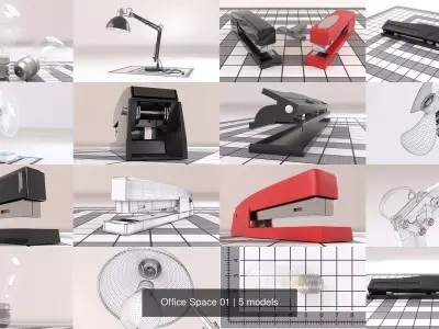 Office Space 01 3D Model Pack