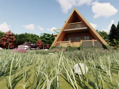 Mountain House 3D Villa Low-poly 3D model