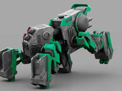 combat robot  rigged character 3D model buy