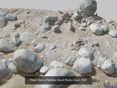 River Coast Stone Collection PBR Scan  3D Model Pack