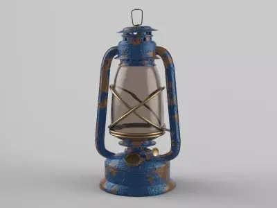 Vintage oil lamp Lantern light Low-poly 3D model Low-poly 3D model