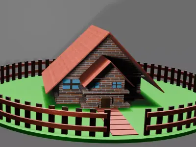 HOUSES  4 models 3D simple design  Low-poly 3D model