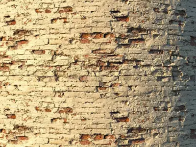 Old painted brick wall  02 Low-poly 3D model