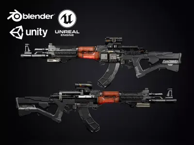 Futurist Sci-fi Gun Best Game Ready Low-poly 3D model