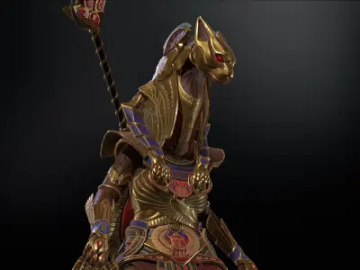 Bastet Egyptian goddess Low-poly 3D model