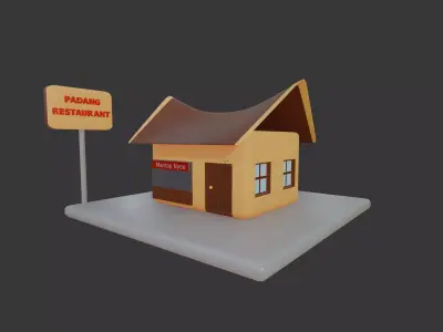 Stylized Padang Restaurant Isometric Building 3D model
