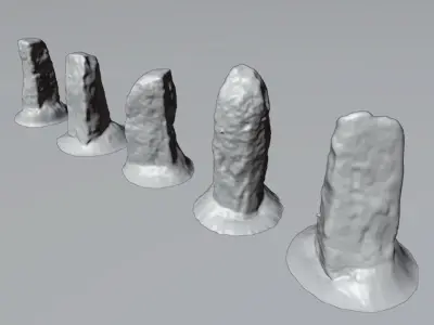 Way Markers - Standing Stone Posts  - 5 Low Poly Photo-Scans Low-poly 3D model