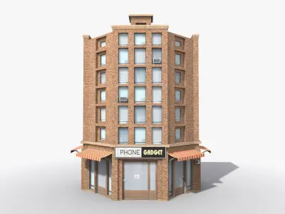 Apartment Building x10 Low-poly 3D model