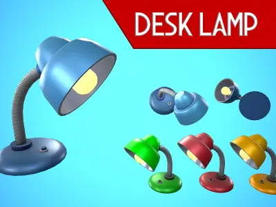 DESK LAMP CARTOON STYLIZED Low-poly 3D model