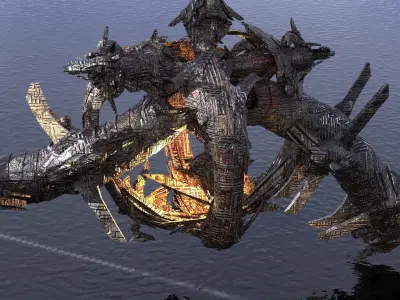 Transformer tail architecture debris  Low-poly 3D model