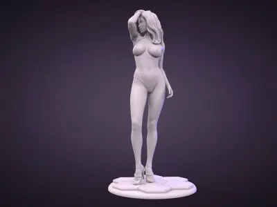 Sci fi Cyber Girl Character Cyborg Figurine Female 3D print model