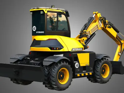 110W Hydradig Wheeled Excavator  3D model