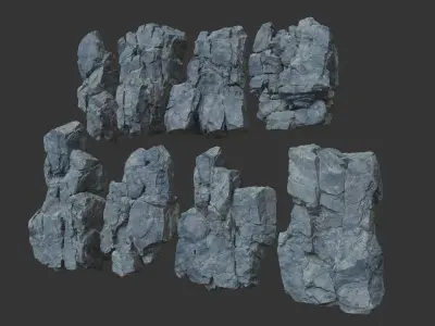 Low poly Gray Modular Rock 230706 Low-poly 3D model