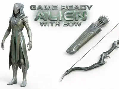 Stylized Alien Avatar Archer With Bow Low-poly 3D model