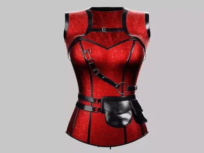 Corset Red Low-poly 3D model