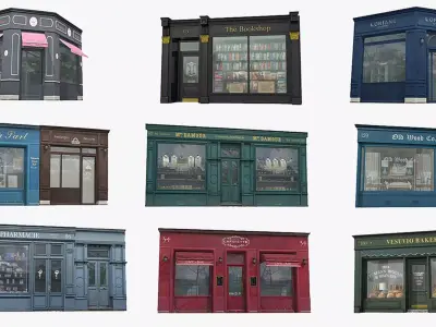 Storefronts Collection Low-poly 3D model
