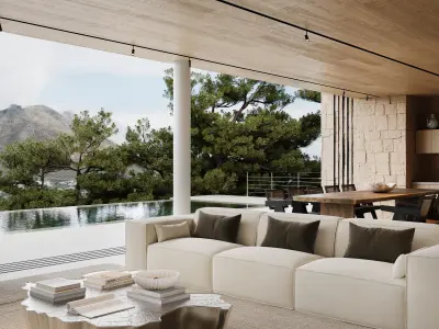 villa 3D model for Corona render 3D model
