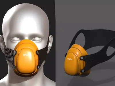 Gas mask respirator scifi futuristic 3d  Low-poly 3D model