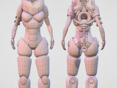 Cyber Warrior Low-poly 3D model