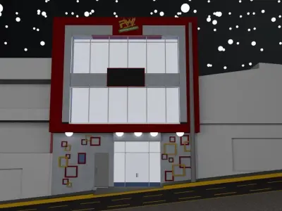 gymnacio building on side of road Free 3D model