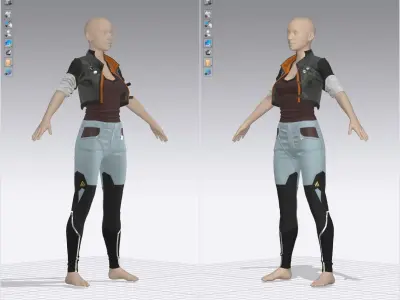 Sci-Fi Jacket with Pants - 52 Marvelous Designer and Clo3D 3D model