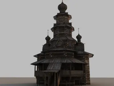 Russian wooden church in Suzdal town 3D model