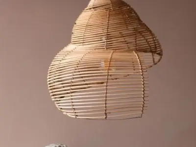 Spiral Shell Shaped Rattan Ceiling Lamp 3D model