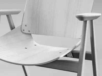 Shell Wood Armchair 3D model