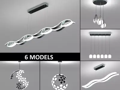 Modern ceiling light collection 3D Model Pack