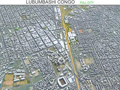 Lubumbashi Congo 30km Low-poly 3D model