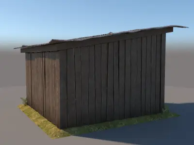 3D wooden Shed 3 model 3D model