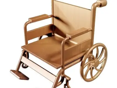 Wooden Wheelchair Toy Low-poly 3D model