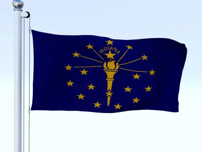Animated Indiana Flag Low-poly 3D model