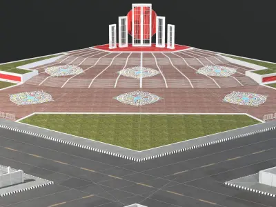 Shaeed Minar - Bangladesh  Low-poly 3D model