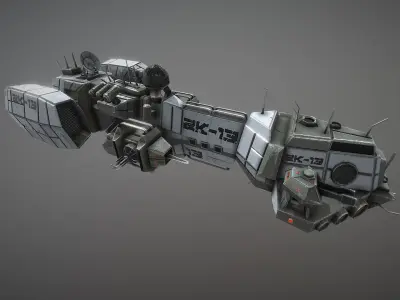Sci-fi Assault Frigate Low-poly 3D model