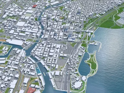 Milwaukee Downtown Wisconsin USA Low-poly 3D model