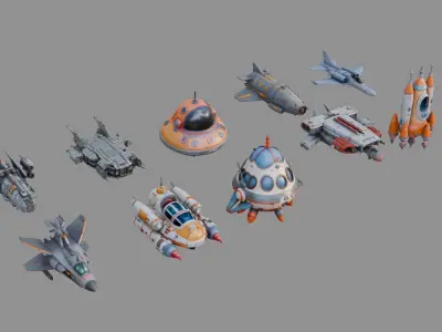 Spacecraft Pack Collection Low-poly 3D model