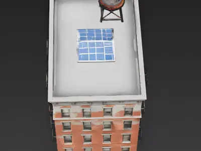 5-Story Urban Brick Tenement Building 3D Model Low-poly 3D model