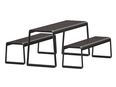 Outdoor furniture for cafe or park table and bench 3D model