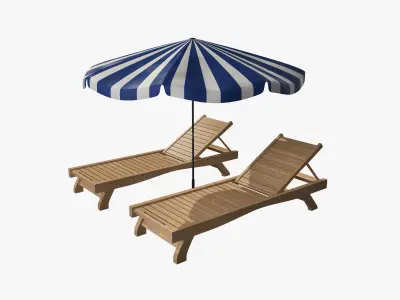 Sunbed Umbrella 3D model