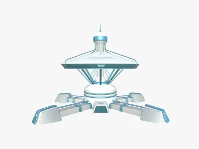 SciFi Facility C01 White Blue - Sci Fi Exterior Design Low-poly 3D model