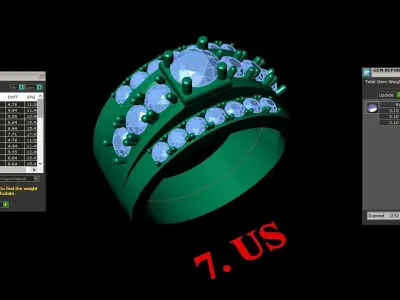 Light Gold Diamond Men Ring 2MR023 3D print model