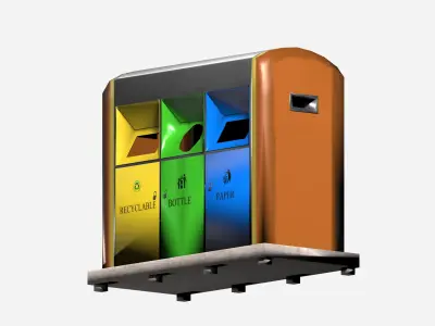 Modern metal colorful outdoor recycling bin Low-poly 3D model