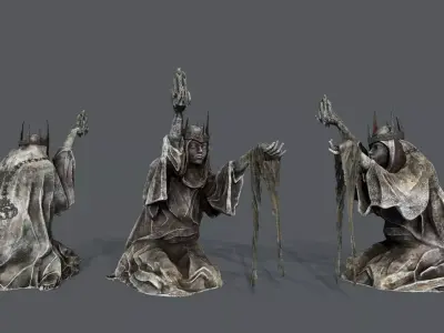 Dark Woman Statue Low-poly 3D model