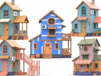 Wooden Cabin House with UV 3D Model Pack