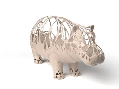 Hippo Dust Voronoi Low-poly 3D model
