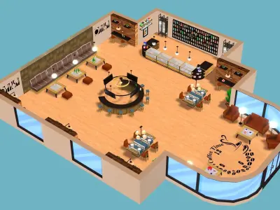Restaurant MegaPack Low-poly 3D model