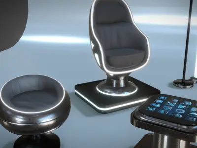 Futuristic Furniture Low-poly 3D model