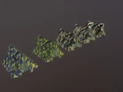 Camp - Military hideout desert tents Low-poly 3D model Low-poly 3D model