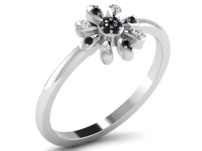 Light Weight White Gold Diamond Ring DR-5859 3D print model
